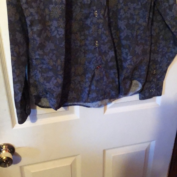 Bruno Blue Floral Print Pocket Long Sleeve Button Down Shirt Mens Large L - Picture 5 of 12